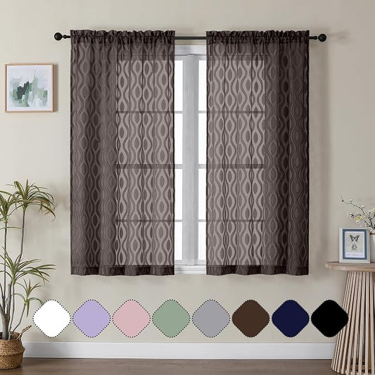 Aiyufeng Sheer Brown Curtains 54 Inch Length 2 Panels by Aiyufeng