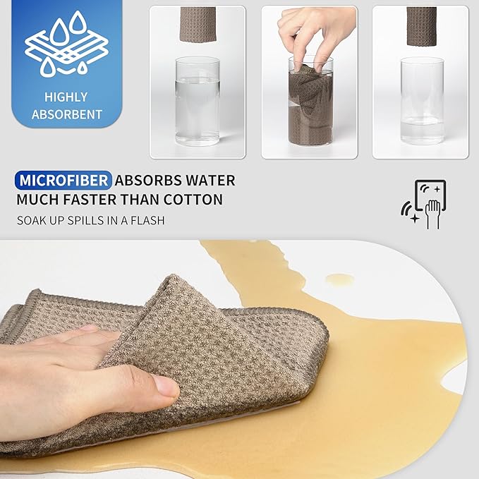 MR.SIGA Waffle Pattern Cleaning Cloths, Reusable Absorbent Microfiber Cleaning - Image 4