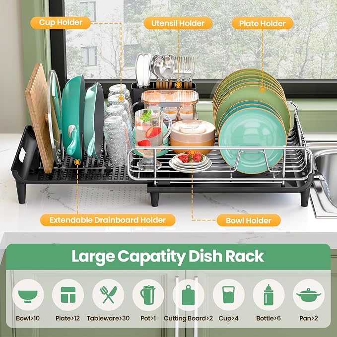 Expandable Dish Drying Rack, Foldable Dish Rack - Image 4