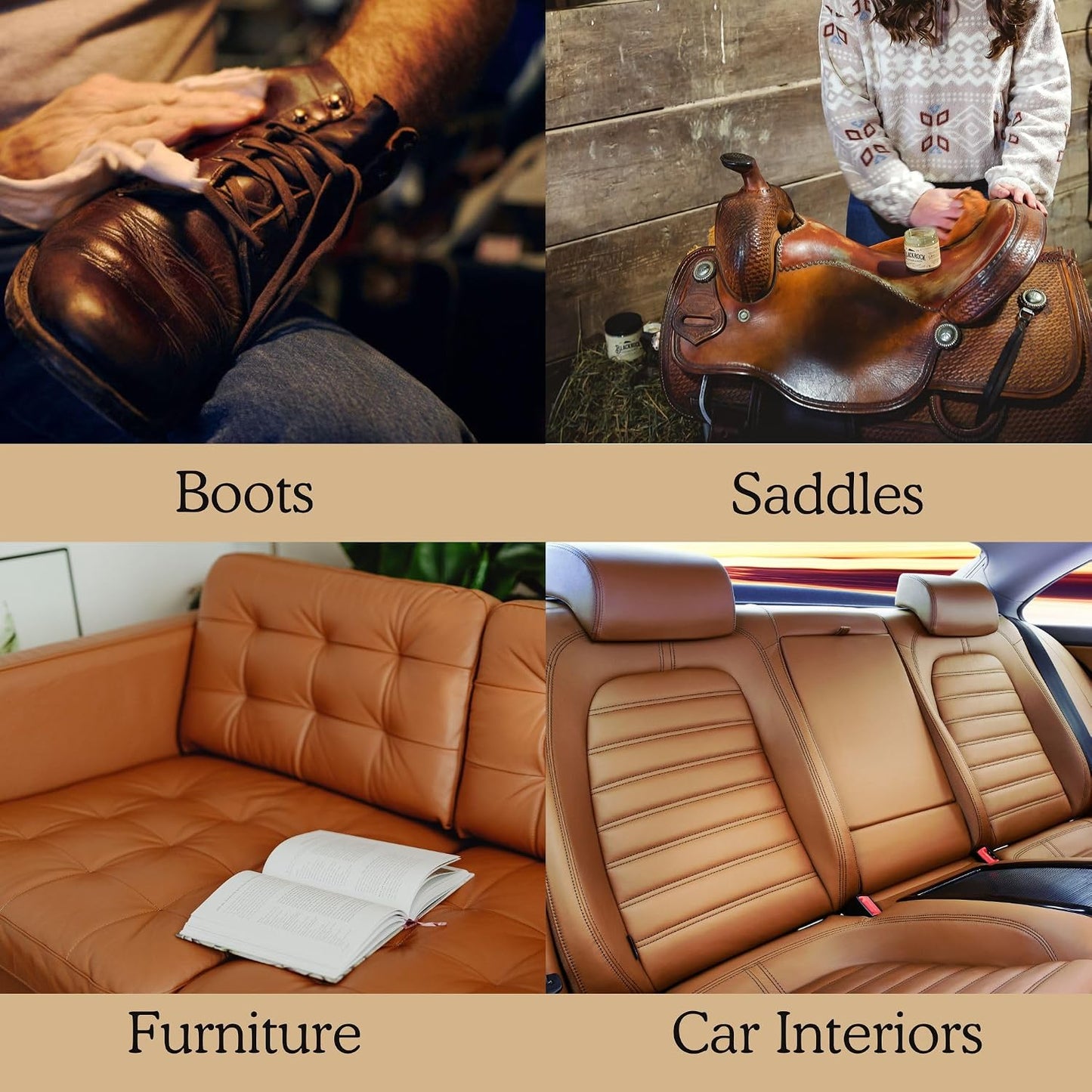 Blackrock Leather N Rich 16 oz Leather Cleaner & Conditioner, Premium 2-in-1 Care, Made in USA – Leather Balm for use on Furniture, Car Interiors, Saddles & Horse Tack, Shoes, Bags, and Jackets