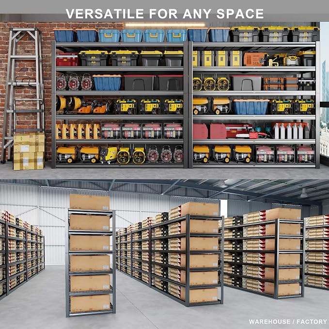 60" Wide Heavy Duty Garage Shelving Adjustable 6 Tier Garage Storage Shelves - Image 6