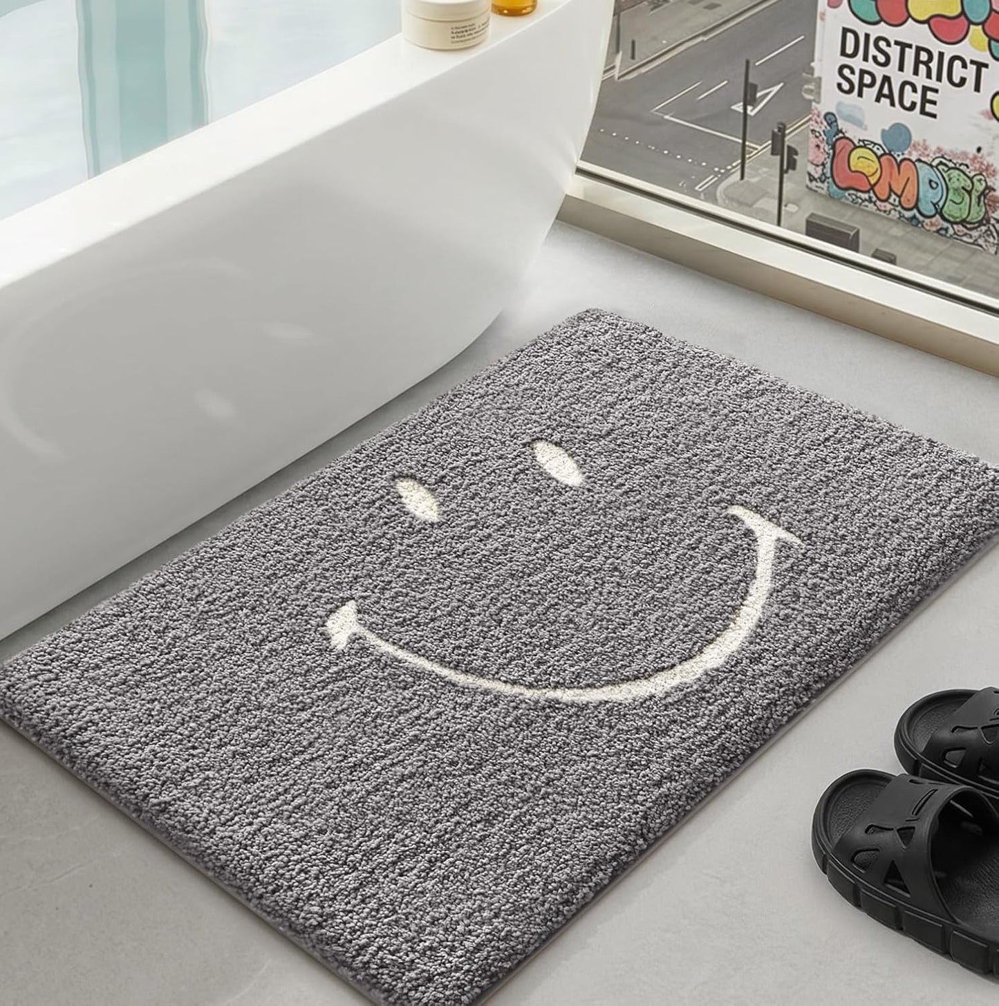 LUMI Grey Bathroom Rugs 20x32, Non Slip Absorbent Extra Thick Bath Mat, Soft Plush Microfiber Machine Washable Carpet for Bathroom Shower, Tub, Sink