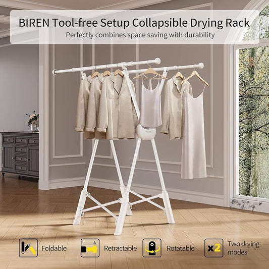 BIREN Clothes Drying Rack Heavy Duty Clothing Racks Extending Laundry Rack Two - Image 2