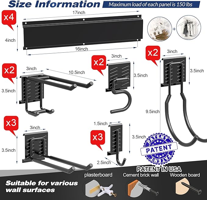 Garage Tool Storage Rack, Heavy Duty Garage Storage Organizer Rack System Wall - Image 2