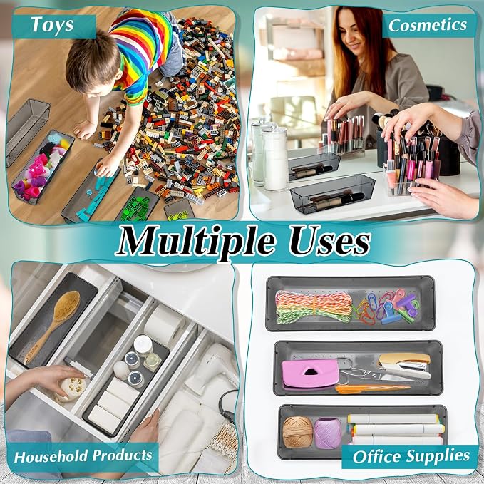 Maitys 12 Pcs Vanity Drawer Organizer 9 x 3 x 2 Inches Clear Plastic Utensil - Image 6