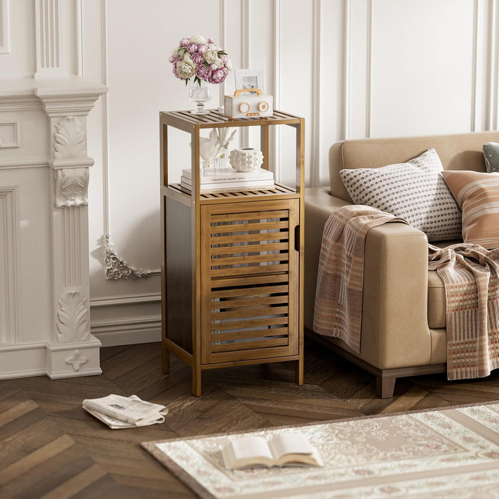 HITNET Bathroom Cabinet, Bamboo Floor Cabinet Free Standing, 4 Tier Sofa Side...