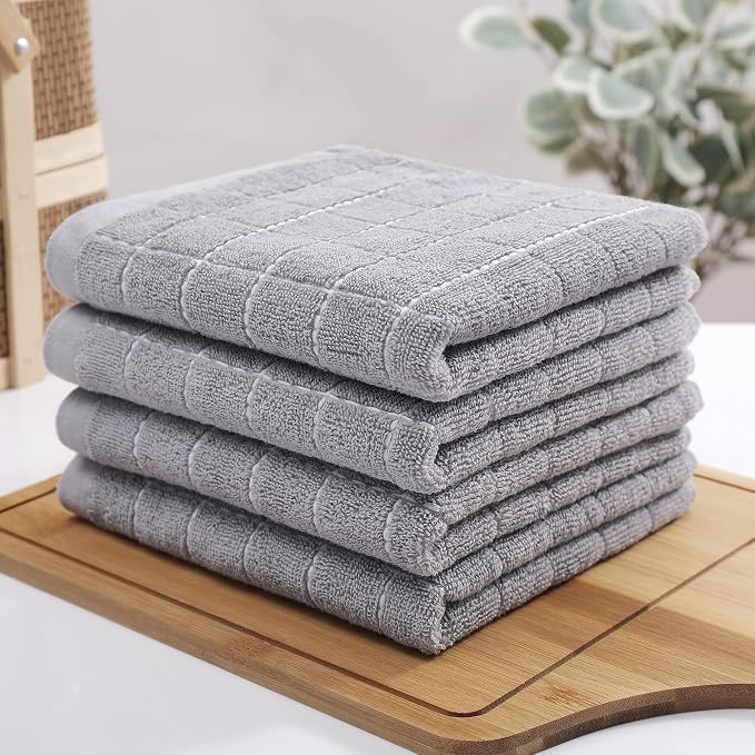 Homaxy 100% Cotton Terry Kitchen Towels, Checkered Designed, Soft and Super - Image 8