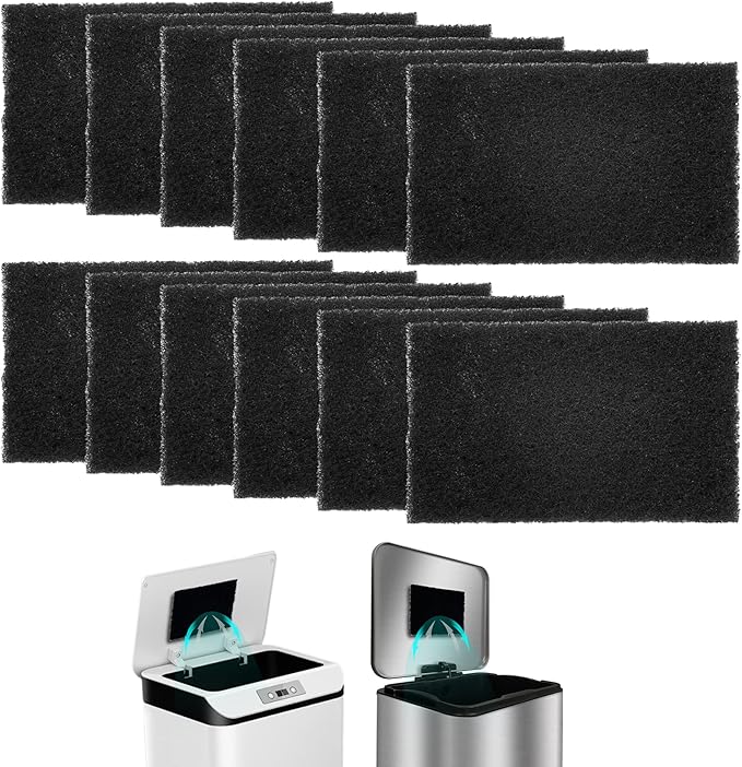 12-Pack Universal Stick-on Trash Can Odor Absorbing Filters, Activated Charcoal by Home