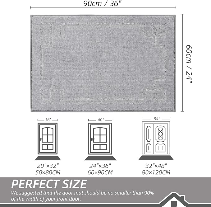 BEQHAUSE Door Mat 24" x 36", Non-Slip Door Mats Indoor Entryway Rugs Washable - Image 2