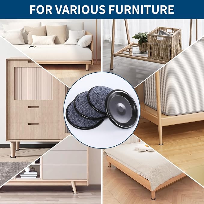 Ezprotekt 1 5/8" Round Reusable Felt Furniture Caster Cups - Image 7