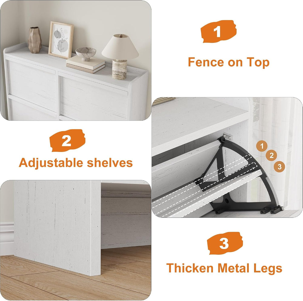 GarveeHome Shoe Cabinet with 4 Flip Drawers, Wooden Shoe Organizer Cabinet wi...