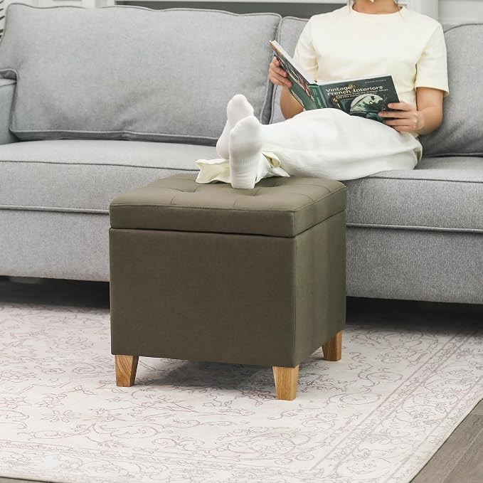 Adeco Fabric Storage Ottoman Bench - Image 4