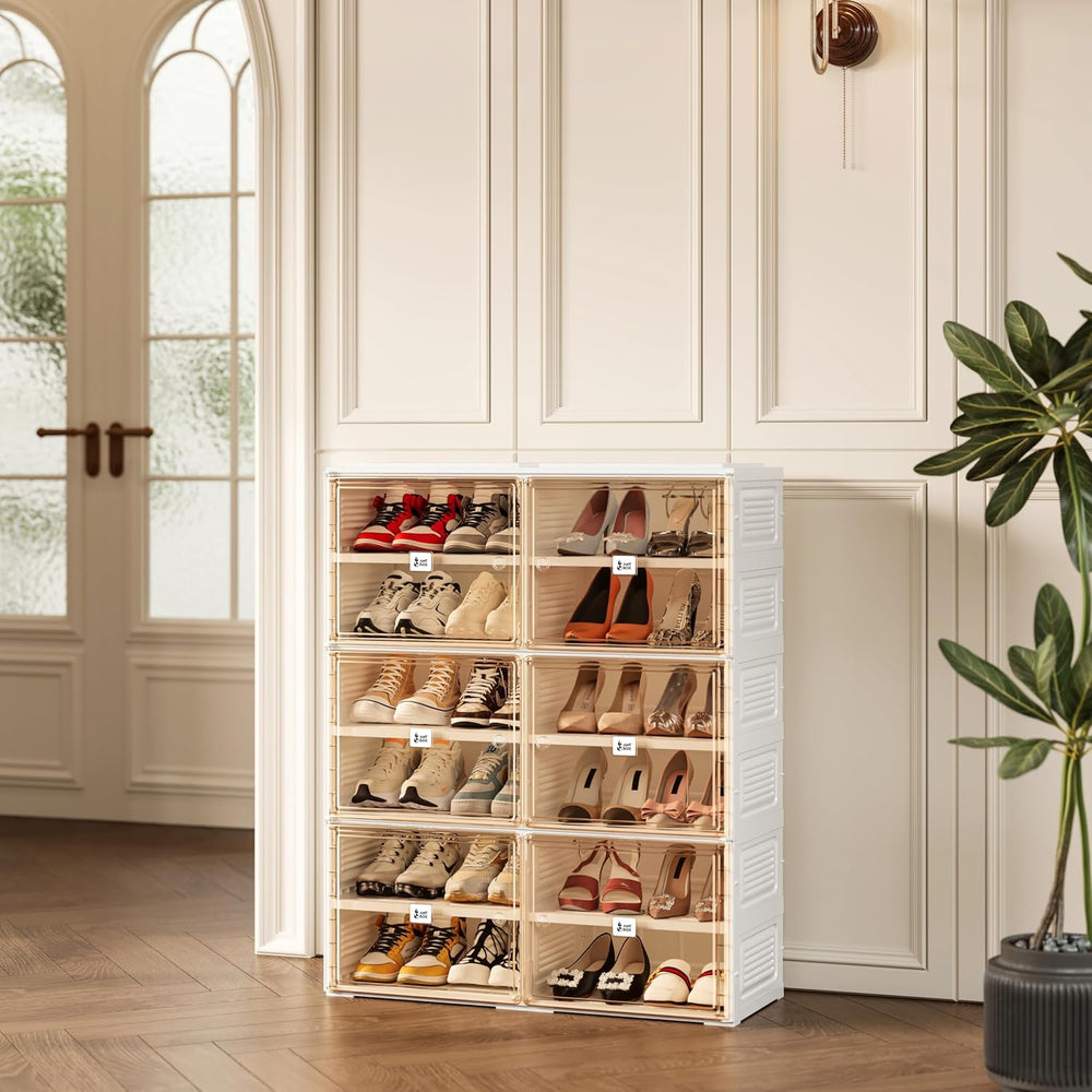 ANTBOX Portable Shoe Rack Organizer for Closet Entryway, Stackable Sneaker St...