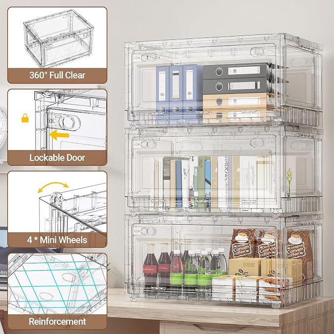 BROVIEW Clear Stackable Storage Drawers, Open Front Large Plastic Storage Bins - Image 3