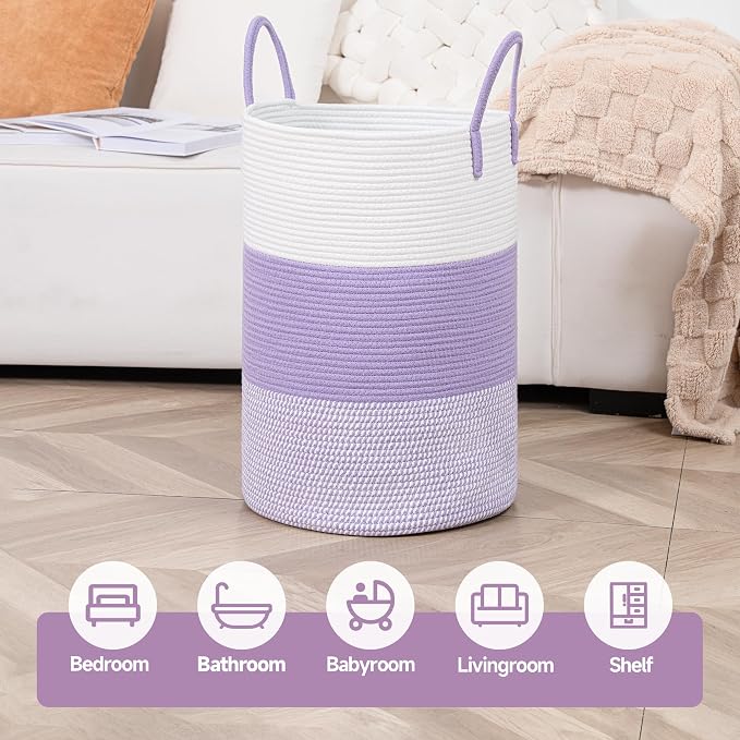 CLHMILY&Z 60L Laundry Basket Round Storage Rope Basket - Image 3
