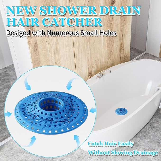 Shower Hair Drain Catcher, Silicone Bathtub Drain Hair Catcher Strainer - Image 2