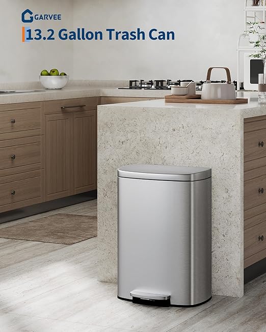 Garvee 13 Gal and 2.6 Gal Stainless Steel Trash Can Combo Set, Rustproof - Image 2