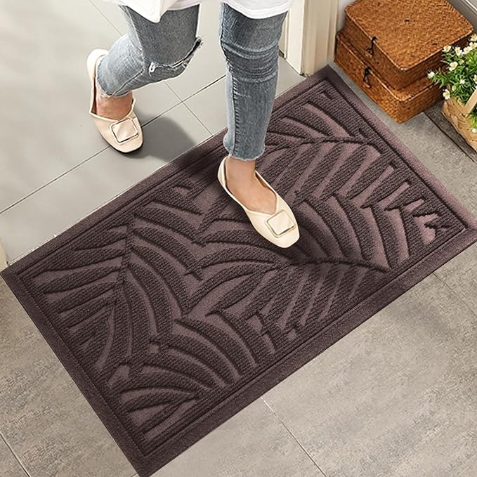 Front Door Mat, Absorbent Resist Dirt Welcome Door Mat Indoor Outdoor, by HIYARD