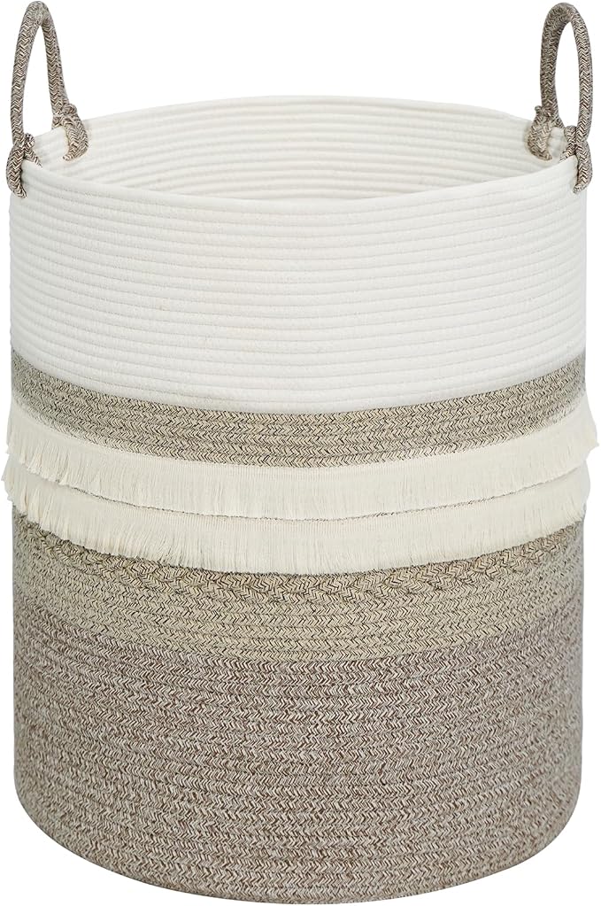 danpinera 79 L Large Laundry Basket, Tall Woven Cotton Storage Hamper by danpinera