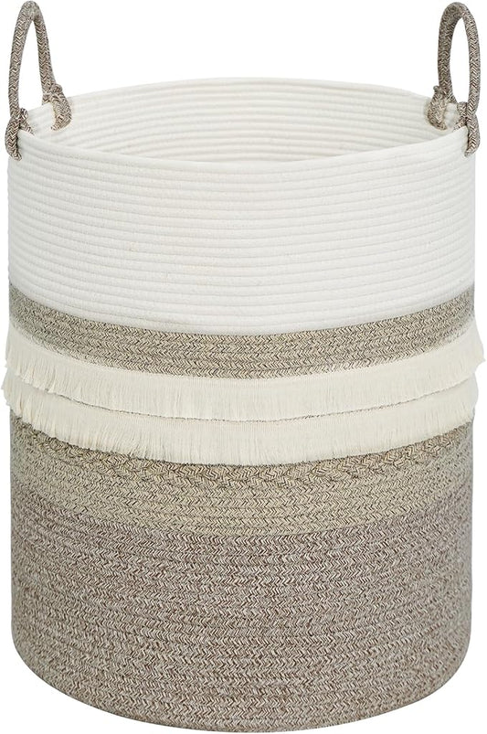 danpinera 79 L Large Laundry Basket, Tall Woven Cotton Storage Hamper by danpinera
