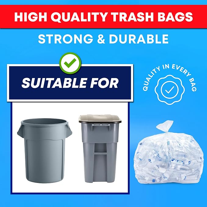 Tasker 30-33 Gallon Clear Trash Bags Heavy Duty Large Plastic Bags - Image 5