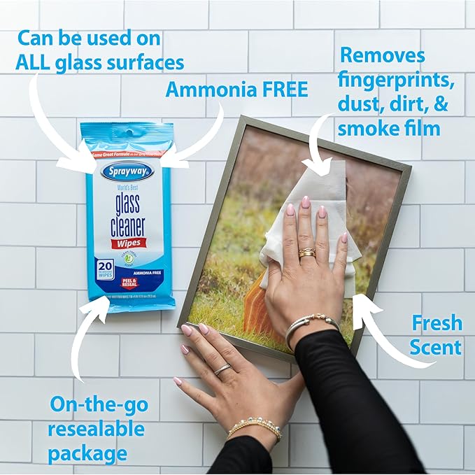 Sprayway Glass Cleaner Wipes, On-the-Go Resealable Package, Pre-Moistened - Image 4