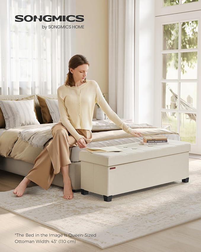 SONGMICS Storage Ottoman Bench, Foldable Foot Rest - Image 2