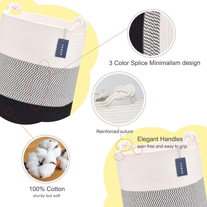 COMSE Extra Large Blanket Basket, Tall Woven Storage Basket, Nursery Hamper - Image 4
