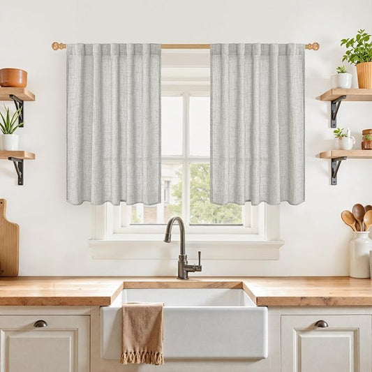 YoungsTex Light Grey Cafe Curtains 36 Inch Length by YoungsTex