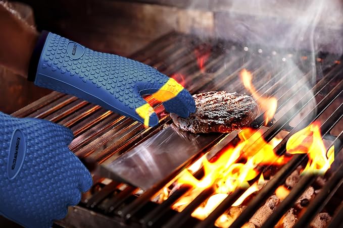 KITCHEN PERFECTION XL Silicone Smoker Oven Gloves-Extreme Heat Resistant BBQ - Image 8