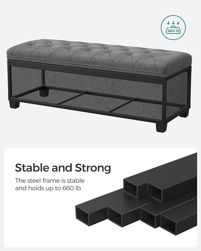 SONGMICS Storage Ottoman Bench, Foot Rest - Image 4