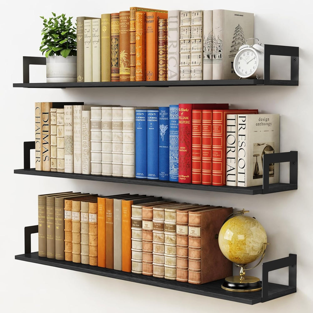 Harwaya Large Floating Book Shelves for Wall Set of 3, 36 Inch Long Wall Moun...