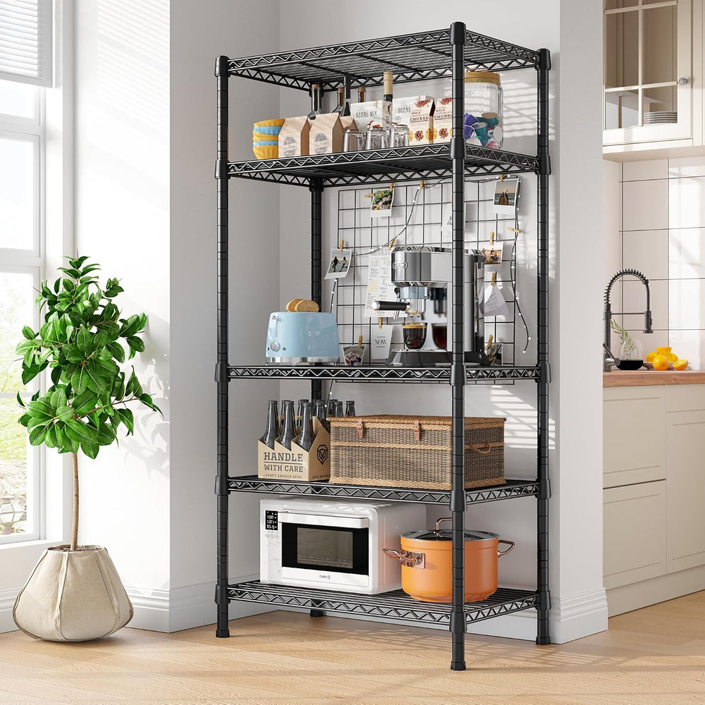 REIBII Wire Shelving Rack 5-Tier Metal Shelves for Storage Adjustable Garage ...