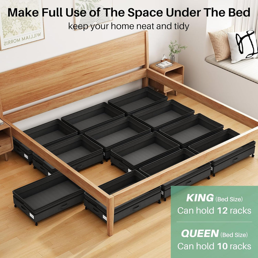 Kitstorack 4 Pack Height-adjustable Under Bed Storage with Wheels, Under Bed ...
