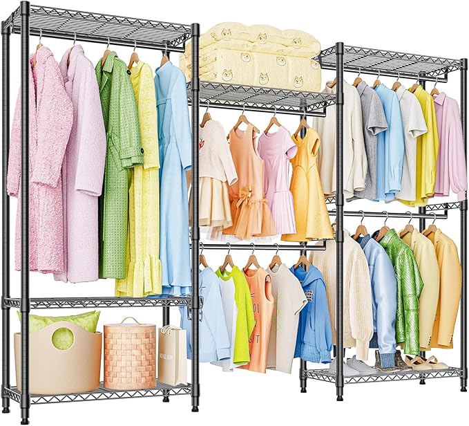 Heavy Duty Rolling Garment Rack 3 Tiers Adjustable Wire Shelving Clothes Rack by MEIGAOPLASTICANDMETALHKCOLIMITED