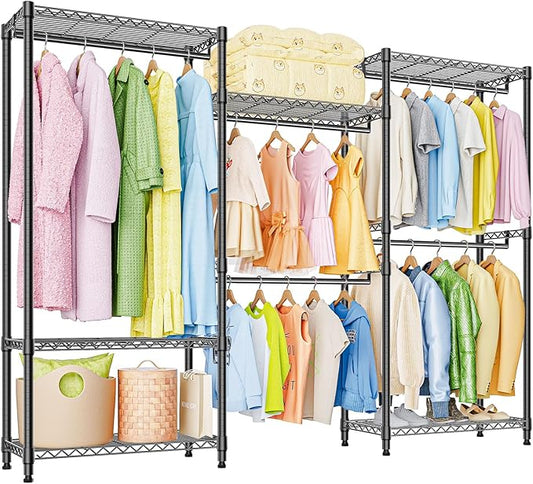 Heavy Duty Rolling Garment Rack 3 Tiers Adjustable Wire Shelving Clothes Rack by MEIGAOPLASTICANDMETALHKCOLIMITED