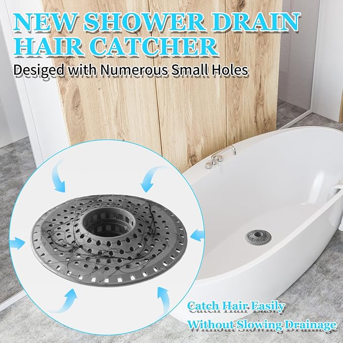 Bathtub Drain Hair Catcher, Silicone Tub Hair Catcher Drain Protector, - Image 2
