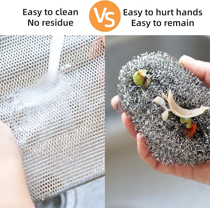 5Pcs Non Scratch Wire Dishcloth, Steel Metal Wire Cloth Mesh Miracle Cleaning - Image 4
