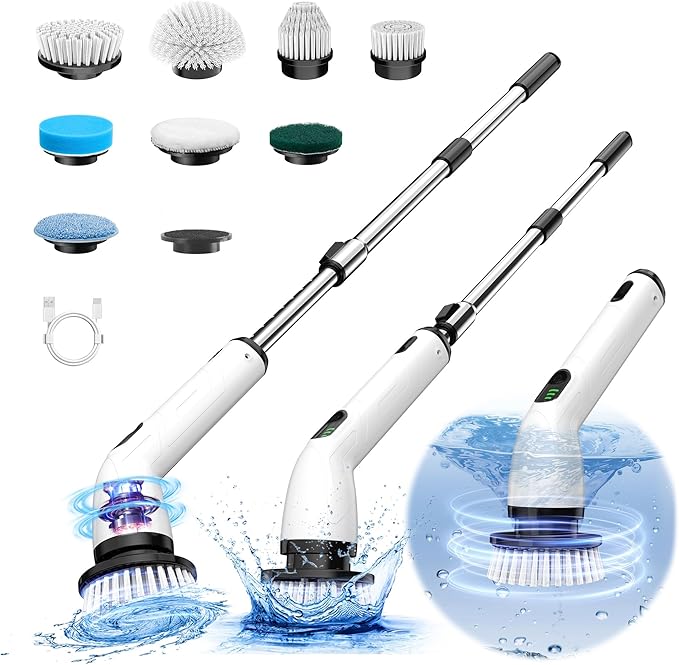 Electric Spin Scrubber, Full-Body IPX7 Waterproof Cordless Shower Scrubber by keimi