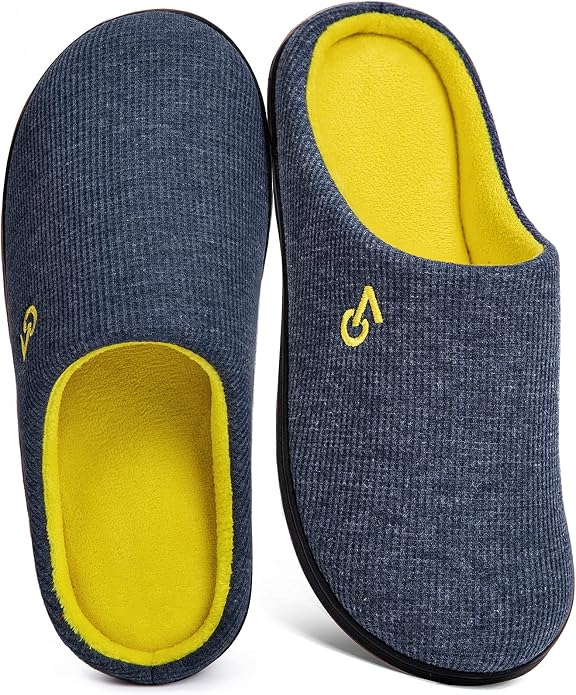 VeraCosy Men's Two-Tone Memory Foam House Slippers Indoor Outdoor Durable by VeraCosy