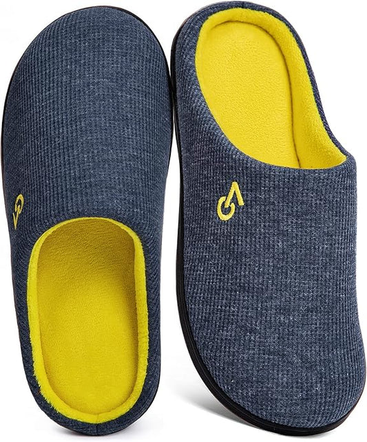 VeraCosy Men's Two-Tone Memory Foam House Slippers Indoor Outdoor Durable by VeraCosy