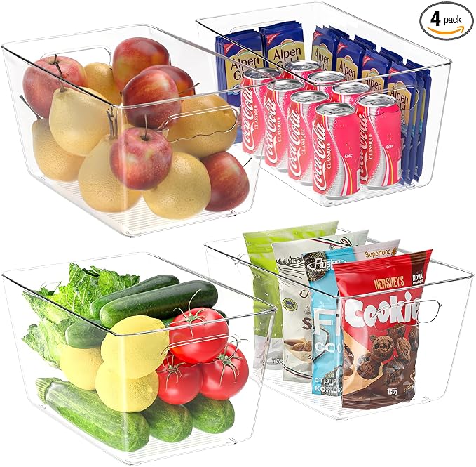 BALEINE Clear Plastic Storage Bins, Pantry Organization, BPA Free Stackable by BALEINE