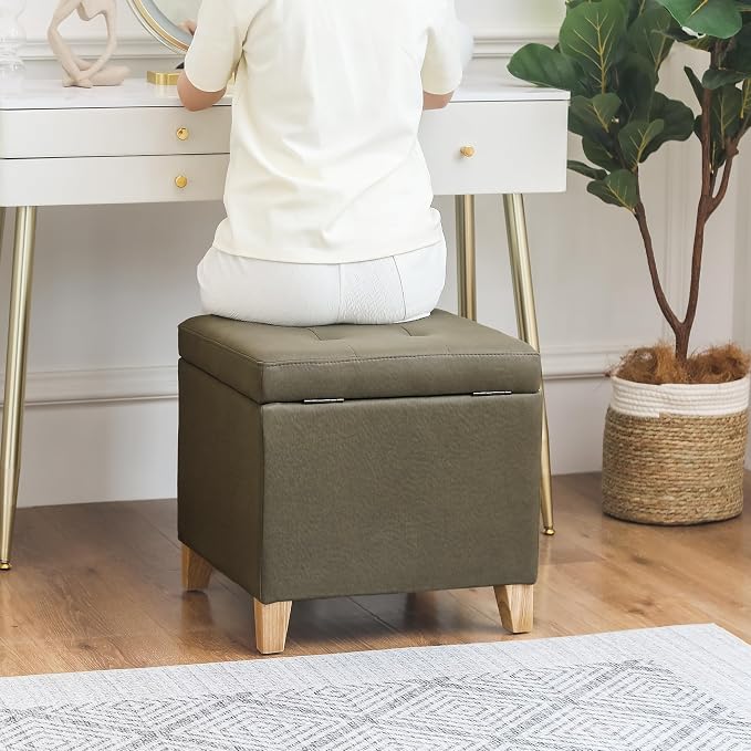Adeco Fabric Storage Ottoman Bench - Image 5