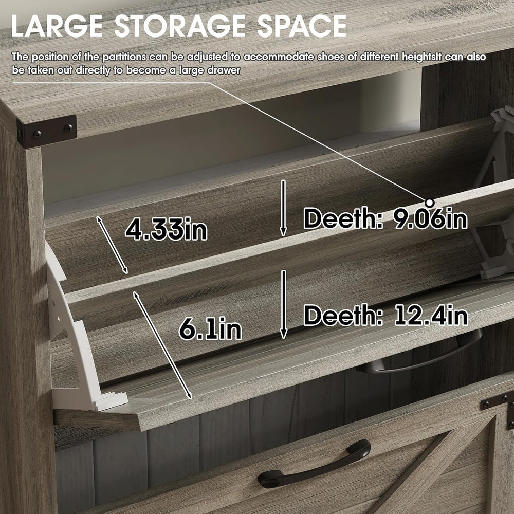 Maupvit 24" W Farmhouse Shoe Cabinet Storage for Entryway, Freestanding ...