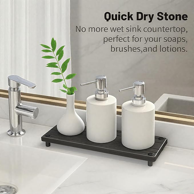 Quick Dry Sink Caddy Kitchen Sink Organizer, Water Absorbing Stone Tray - Image 5