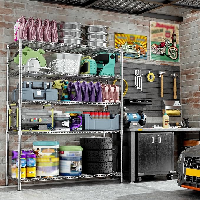 Storage Shelves, 5-Tier Adjustable Metal Industrial Utility Shelf Rack - Image 2