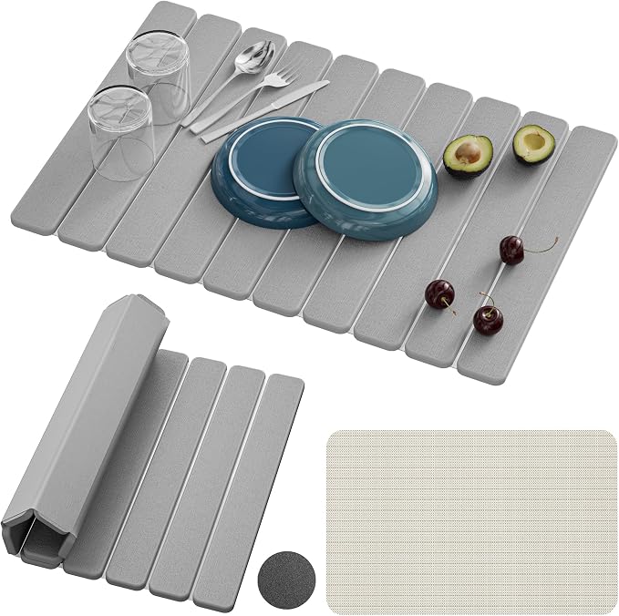Large Stone Dish Drying Mats for Kitchen Counter – Foldable Quick Dry Stone Mat by Unknown