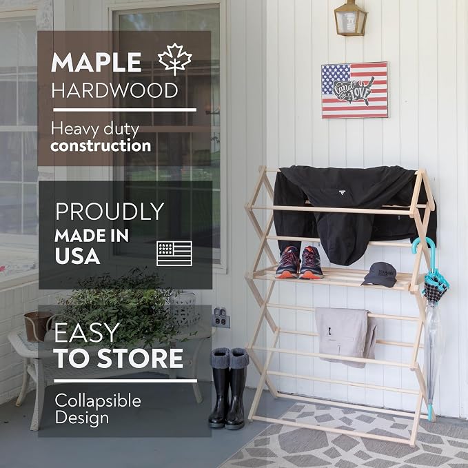 Pennsylvania Woodworks Clothes Drying Rack: Solid Maple Hard Wood Laundry Rack - Image 3