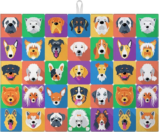 Cute Dogs Dish Drying Mat for Kitchen Counter Microfiber Absorbent Dish Kitchen by VisittheDuibelproduct