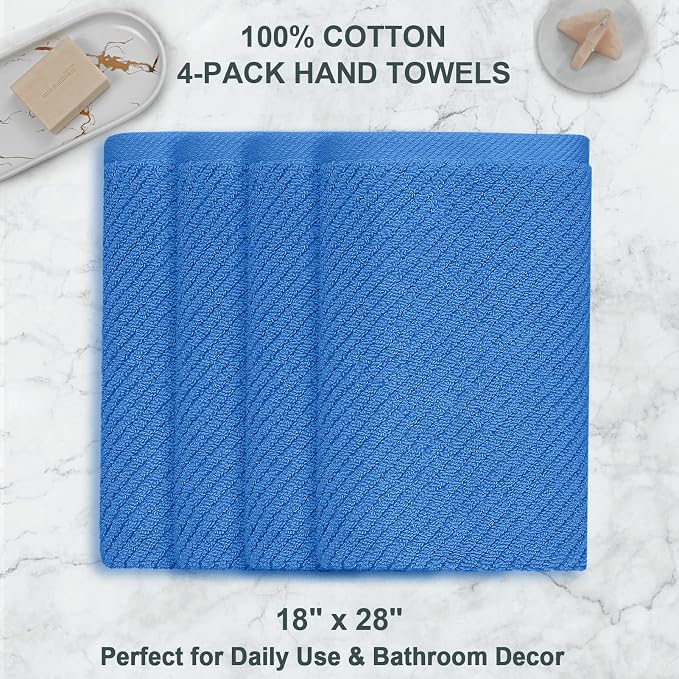 VOOVA & MOVAS Blue Hand Towels for Bathroom, 4 Pack Large 18"x28" - Image 4